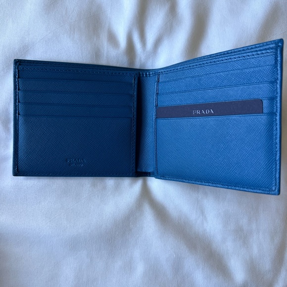 PRADA BLUE SAFFIANO LEATHER BI-FOLD WALLET - Picture 7 of 7